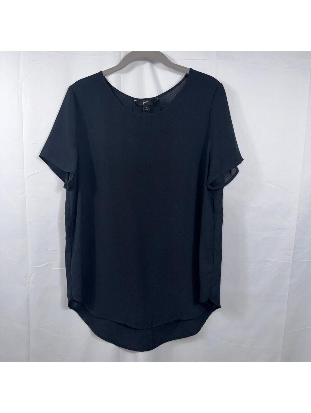 Gru Black Sheer Short Sleeve Blouse Size Medium